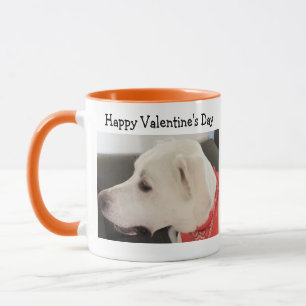 Foto des Niedlichen Dog Profil Tragen Scarf Orange Tasse