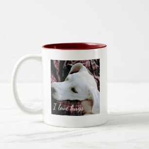 Foto des Niedlichen Hundes I Liebe Hugs Valentinst Zweifarbige Tasse