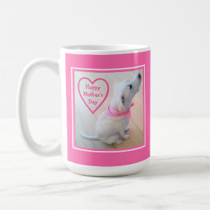 Foto des Niedlichen Hundes mit rosa Skarvenschnupf Kaffeetasse