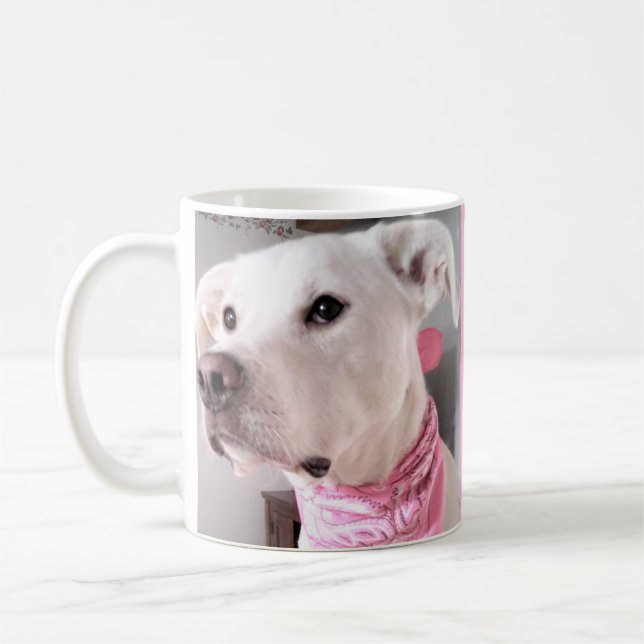 Foto des Niedlichen weißen Hundes personalisieren  Kaffeetasse (Links)