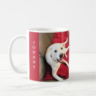 Foto des Niedlichen weißen Welpenhundes Lächeln de Kaffeetasse
