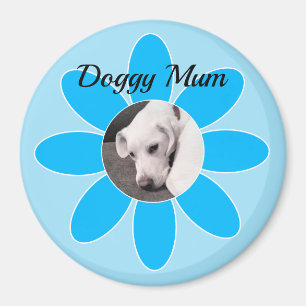 Foto des Niedlichen Welpen-Hundes in Blauer Mumm-R Magnet