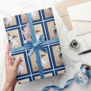 Foto des Niedlichen Welpenhundes Blau Geschenkpapier