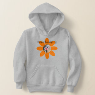 Foto des Niedlichen Welpenhundes in Orange Blume H Hoodie