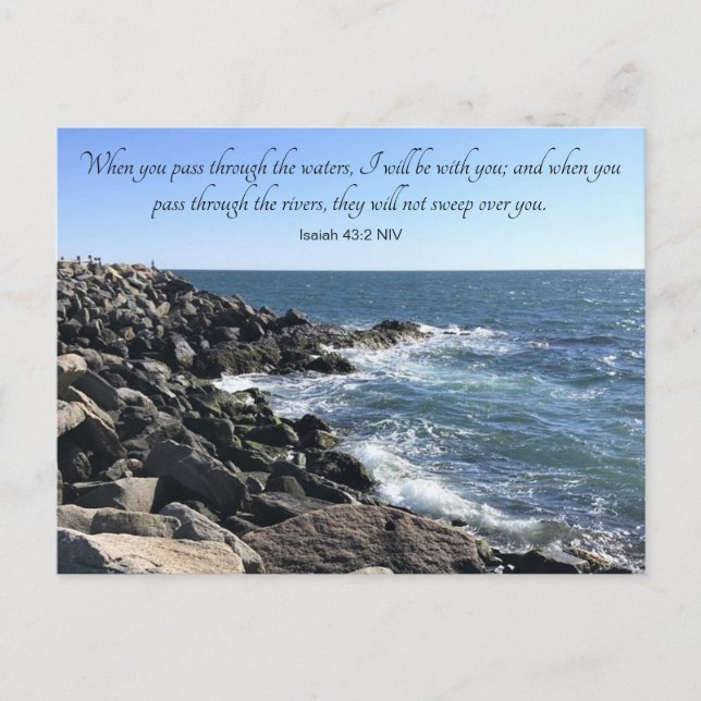 Foto des Ozeans durch das Wasser Isaiah 43:2 Blau Postkarte (Vorderseite)