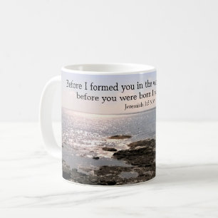 Foto des Ozeans mit Gott Wissen Sie Bibelverse Kaffeetasse