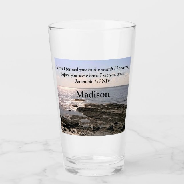 Foto des Ozeans mit Jeremiah 1:5 Gott wusste Sie Glas (Vorderseite)