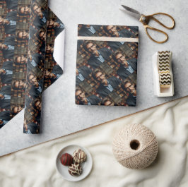 Foto des personalisierten Vaters Elegantes Musterv Geschenkpapier