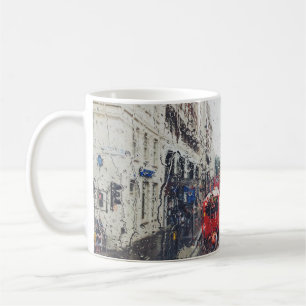 Foto DES ROTEN BUS AUF DER STRASSE VOM FENSTER Kaffeetasse