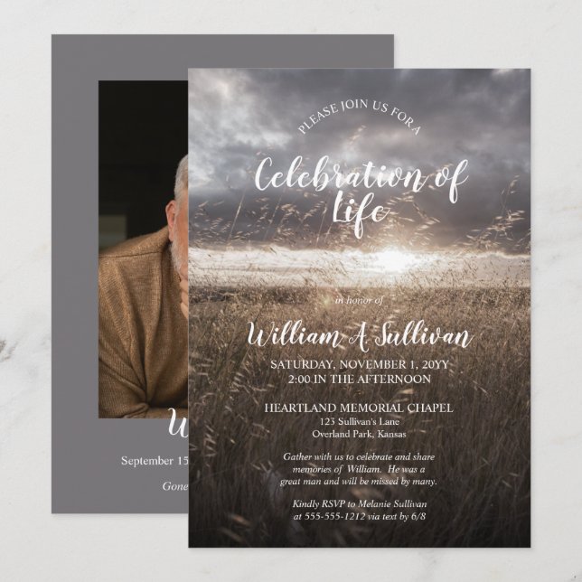 Foto des Sonnenuntergangs Einladung (Vorne/Hinten)