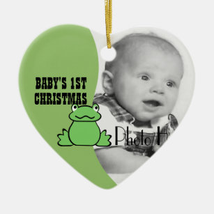Foto des Spaß-Frosch-"Babys erstes Weihnachts" Keramikornament