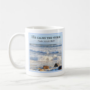 Foto des Sturmmeers Er beruhigt das Sturmbibelvers Kaffeetasse