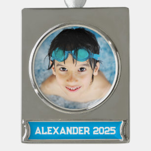 Foto des Swimmingpools Banner-Ornament Silber
