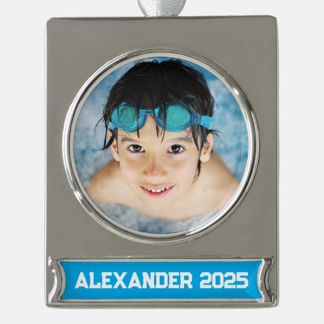 Foto des Swimmingpools Banner-Ornament Silber (Vorderseite)