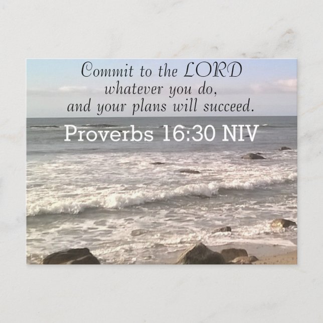 Foto des Wavy Ocean Shore Sprichwörter Bible Verse Postkarte (Vorderseite)