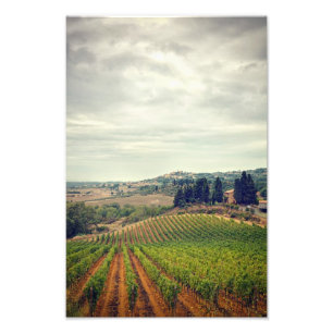 Foto des Weinberges der Toskana mit düsterem Himme