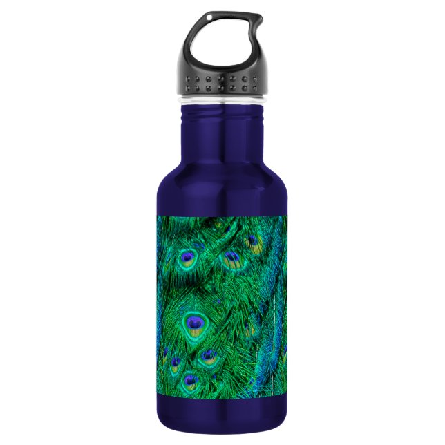 Foto-Design für Radiant Peacock Feathers Edelstahlflasche (Vorderseite)