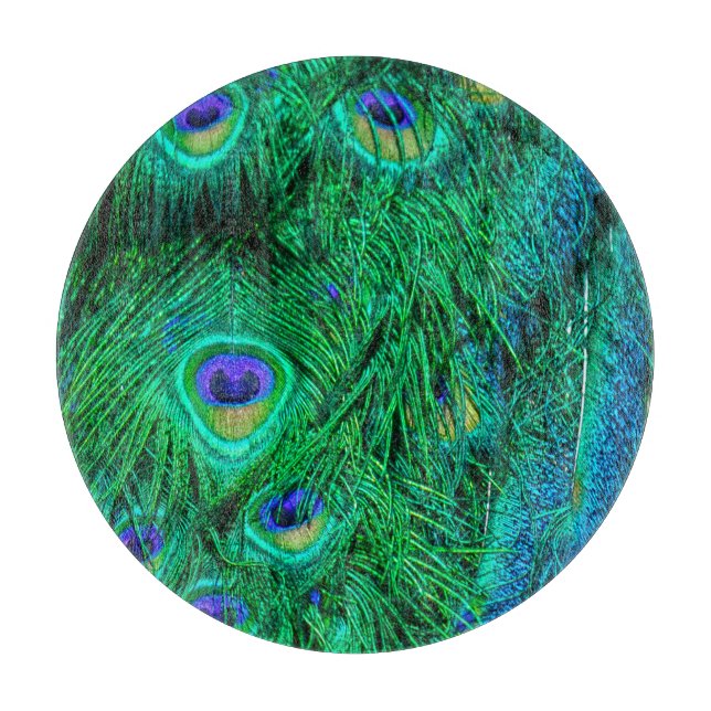 Foto-Design für Radiant Peacock Feathers Schneidebrett (Vorderseite)