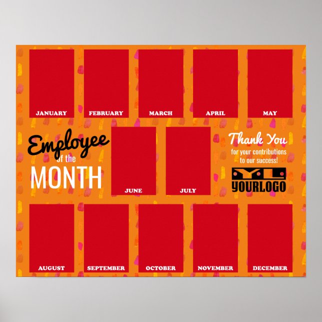 Foto-Display Mitarbeiter der Monatserkennung po Poster (Vorne)