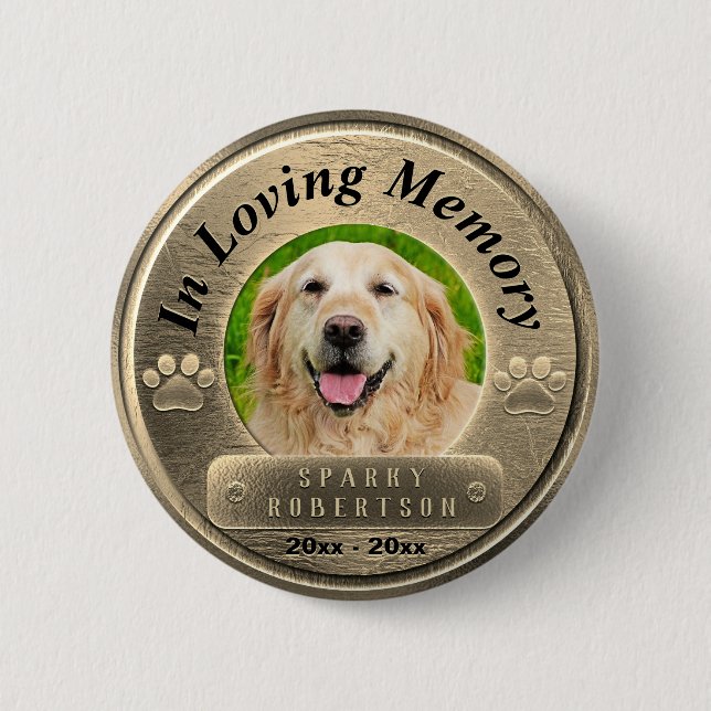 Foto-Dog-Gedenkmal in Gold hinzufügen Button (Vorderseite)