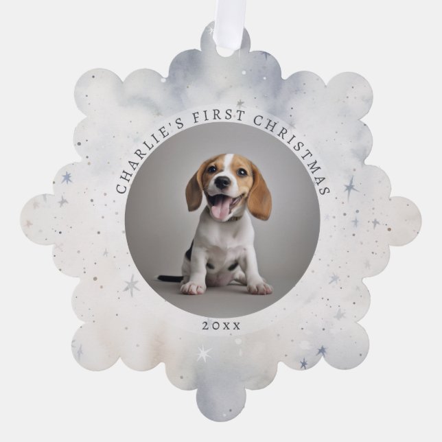 Foto Dogs erste Weihnachtsfamilie Ornament Karte (Vorderseite)