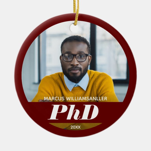 Foto Doktortitel Name Burgundy Abschluss Keramik Keramik Ornament (Vorne)