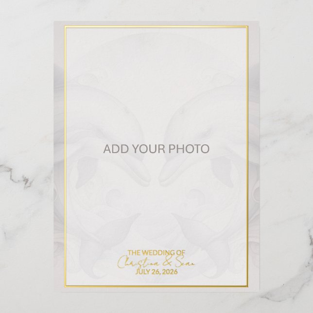 Foto Dolphin Hochzeit Einladung Foil Postkarte (Vorderseite)