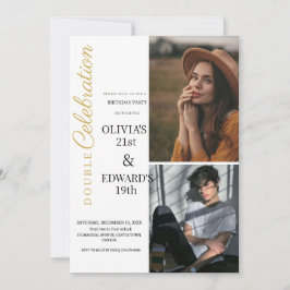 Foto Double Celebration Geburtstagsparty Einladung
