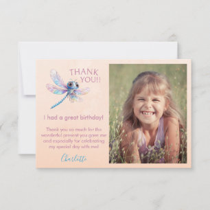 Foto Dragonfly Girl's Geburtstag Dankeschön Karte
