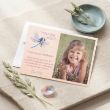Foto Dragonfly Girl's Geburtstag Dankeschön Karte