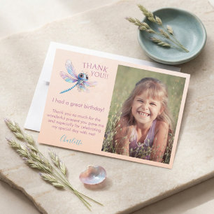 Foto Dragonfly Girl's Geburtstag Dankeschön Karte