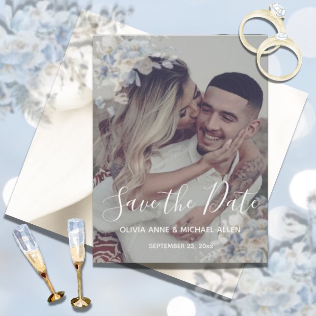 Foto Dusty Blue Floral Wedding Save the Date (Von Creator hochgeladen)