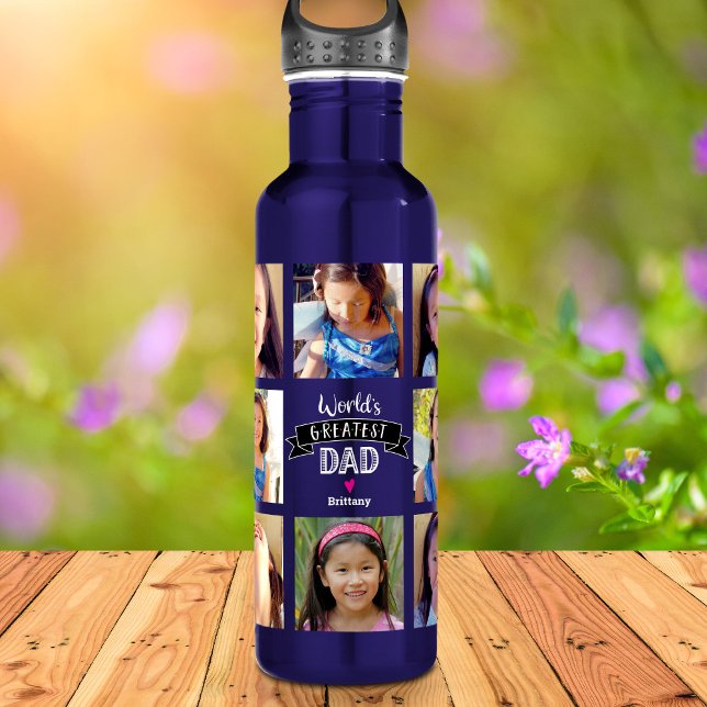Foto DYI Collage World Bester Vater Cool Modern Edelstahlflasche (Von Creator hochgeladen)