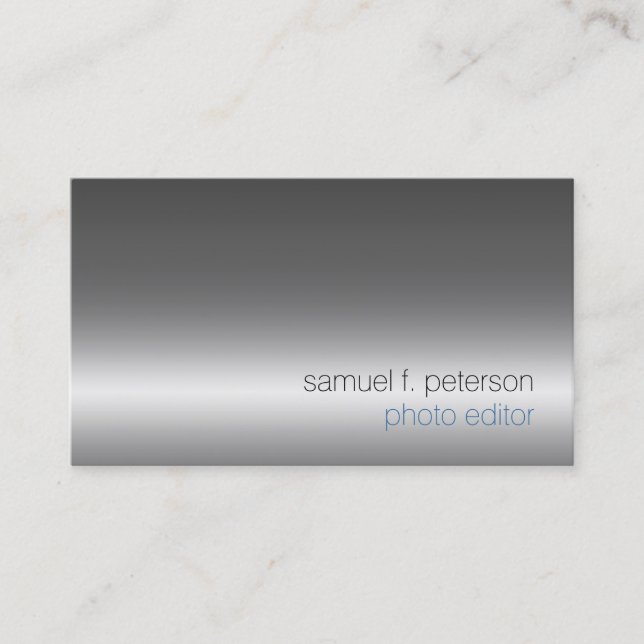 Foto Editor Bold Chrome Texture Business Card Visitenkarte (Vorderseite)