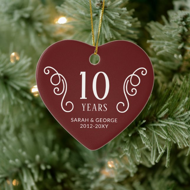 Foto Ehepaar Jahr Personalisiert Keramik Ornament (Baum)