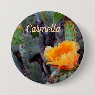Foto einer orangefarbenen Opuntien-Kaktusblüte Button
