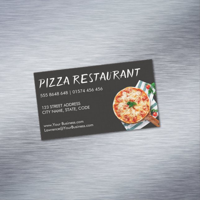 Foto einer Pizza an Bord - Visitenkarte Magnetische Visitenkarte (Beispiel)