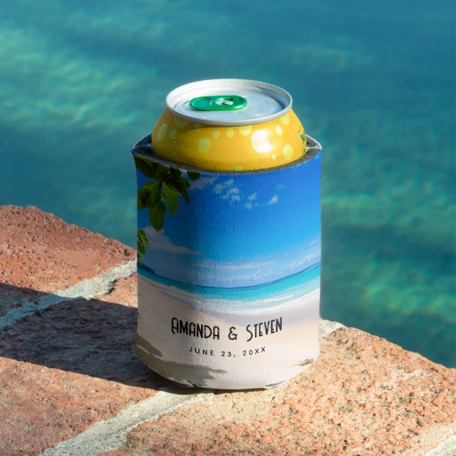Foto einer schönen Sonnenstrandhochzeit Dosenkühler (In Situ Pool)