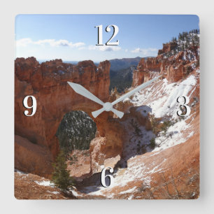 Foto einer verschneiten Landschaft der natürlichen Quadratische Wanduhr