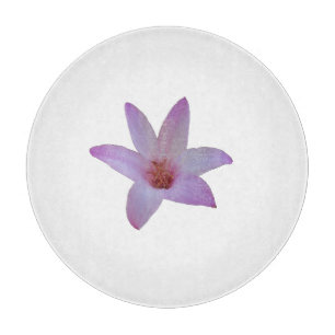 Foto einer zarten rosa Regenlilie auf einer Schneidebrett