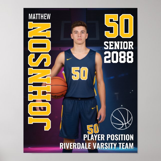 Foto eines Basketball-Sportlers in der Oberstufe m Poster (Vorne)