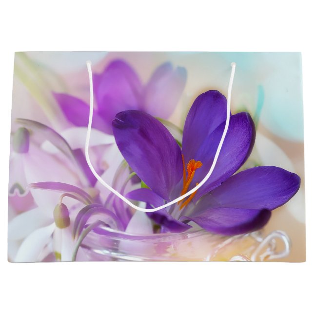 Foto eines Hübschen Lila Frühlingskrokus Große Geschenktüte (Vorderseite)