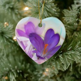 Foto eines Hübschen Lila Frühlingskrokus Keramik Ornament