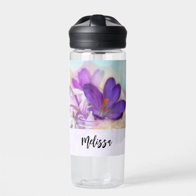 Foto eines Hübschen Lila Frühlingskrokus Trinkflasche (Vorderseite)