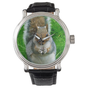Foto eines Niedlichen Eichhörnchens in einem Garte Armbanduhr