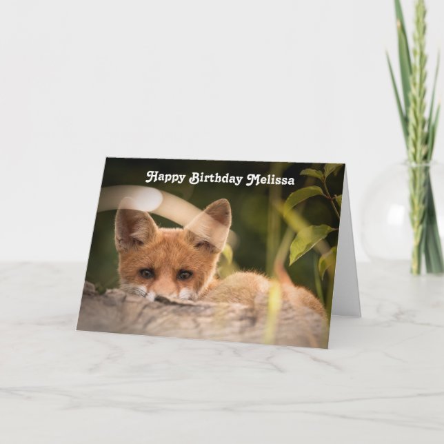 Foto eines Niedlichen kleinen Fuchs zum Geburtstag Karte (Vorderseite)