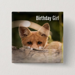Foto eines Niedlichen kleinen Orangenfuchs Button