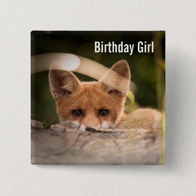 Foto eines Niedlichen kleinen Orangenfuchs Button (Vorderseite)