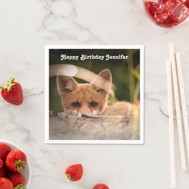 Foto eines Niedlichen kleinen Orangenfuchs zum Geb Serviette (Beispiel)