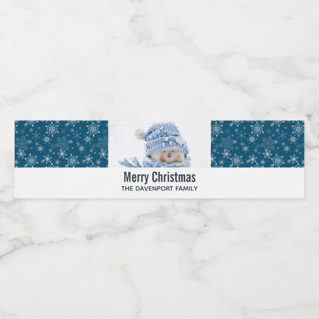 Foto eines Niedlichen Schneemanns im Winter - Weih (Einzelnes Label)